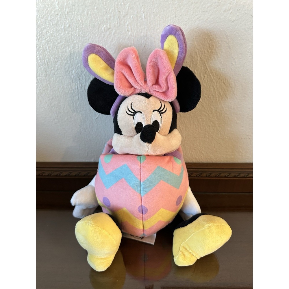Disney Minnie‎ Mouse Plush 16" Easter Bunny Ears Egg Removable Soft Toy Lovey